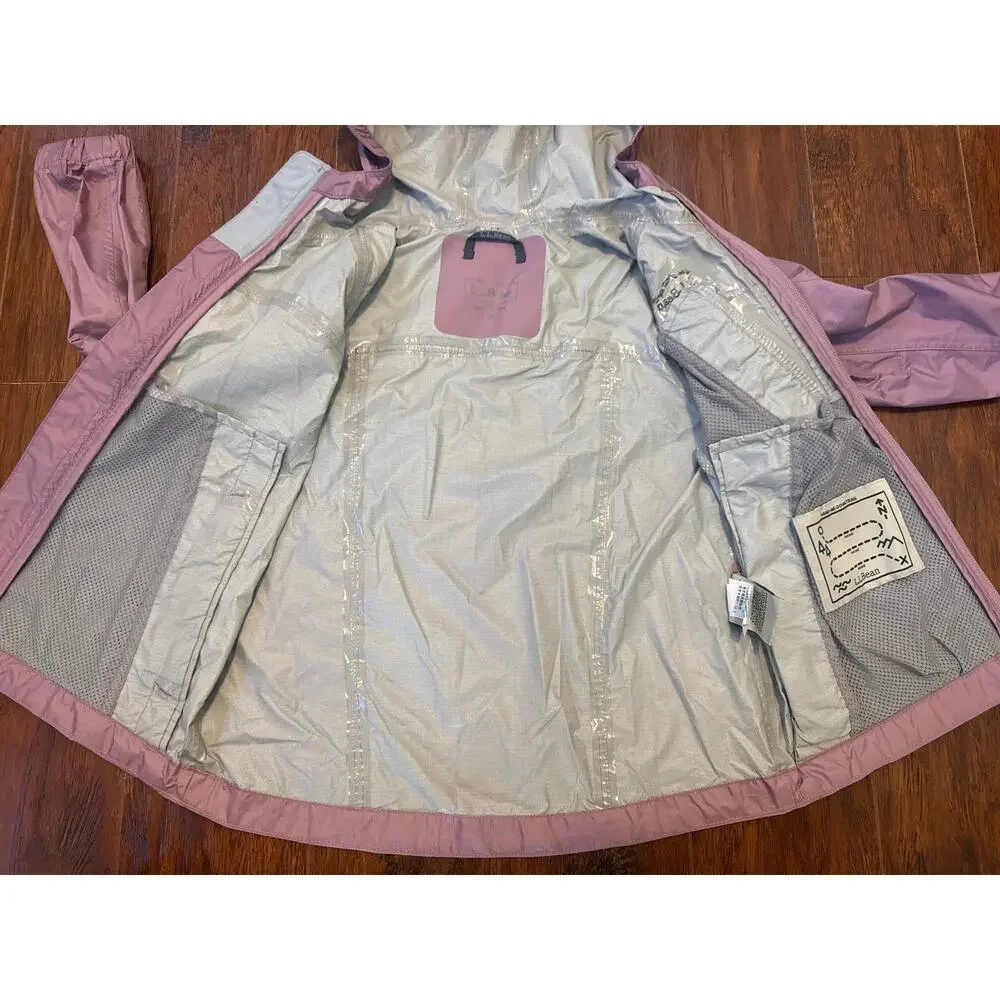L.L. Bean Kids Trail Model Rain Jacket Windbreaker Mauve Pink Girl Size 4